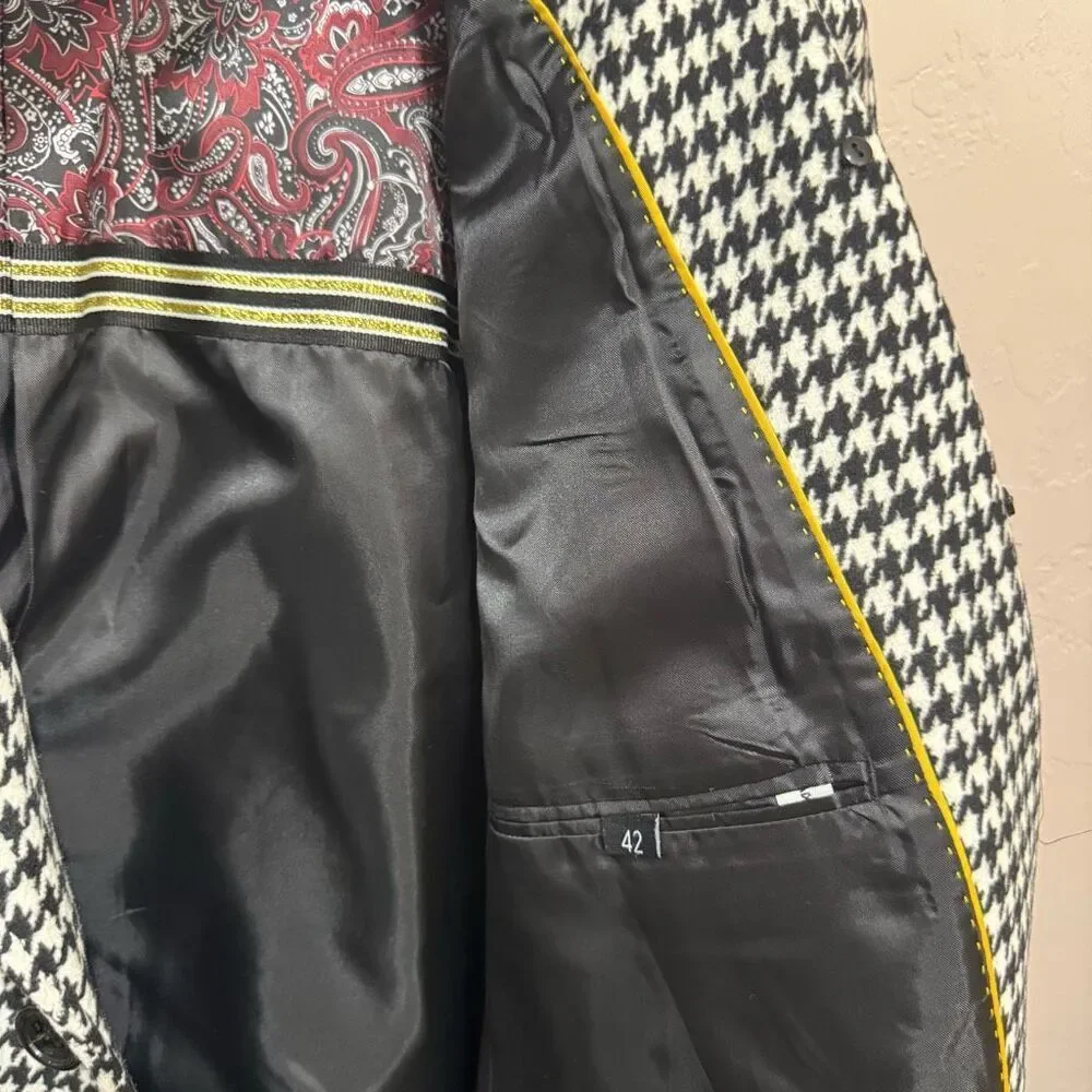 New Signature Collection Houndstooth Super 150’s High Twist Modern Fit Car Coat
